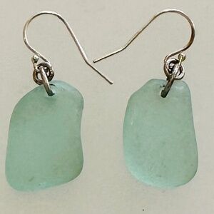Aqua Blue Seaglass Earrings